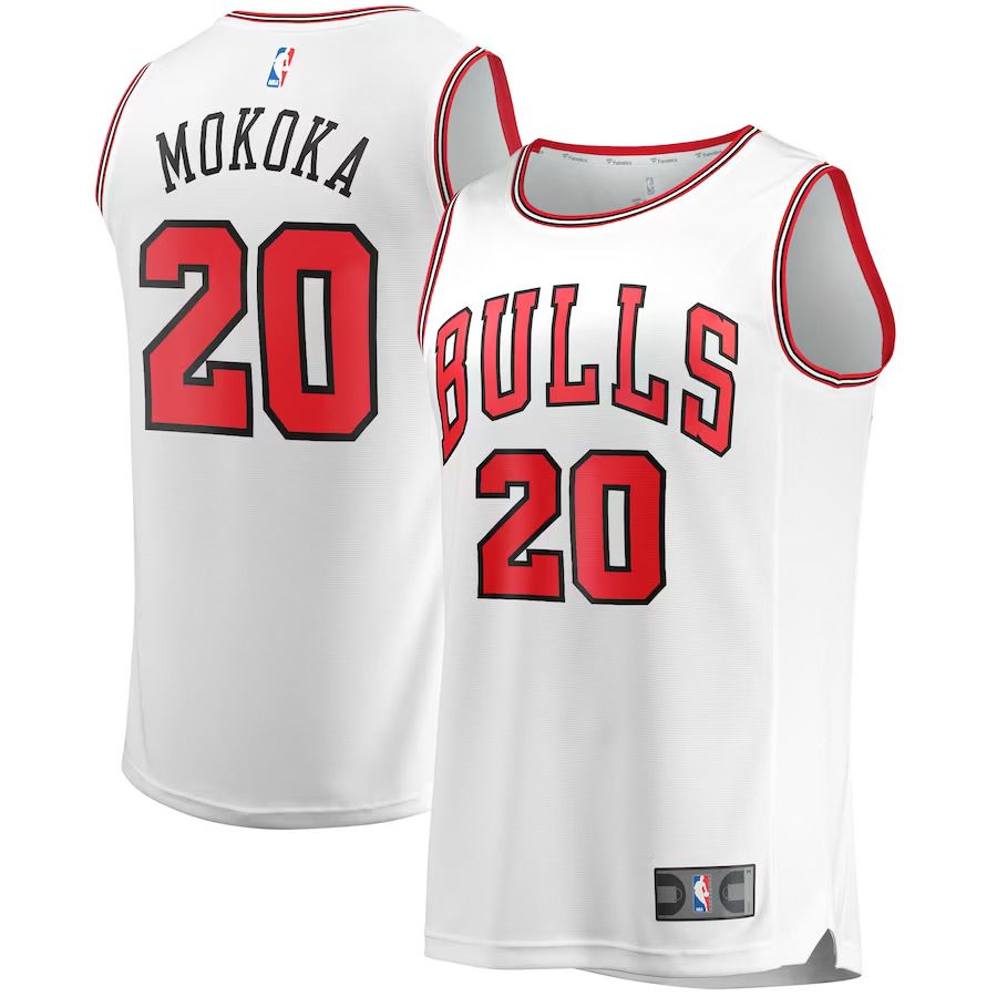 Men Chicago Bulls #20 Adam Mokoka Fanatics Branded White Fast Break Player NBA Jersey